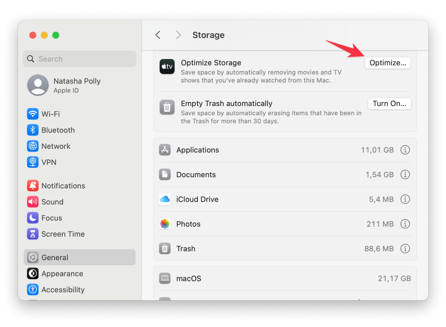 Optimize Storage > Save space by automatically removing movies and TV shows that you've already watched from this Mac.