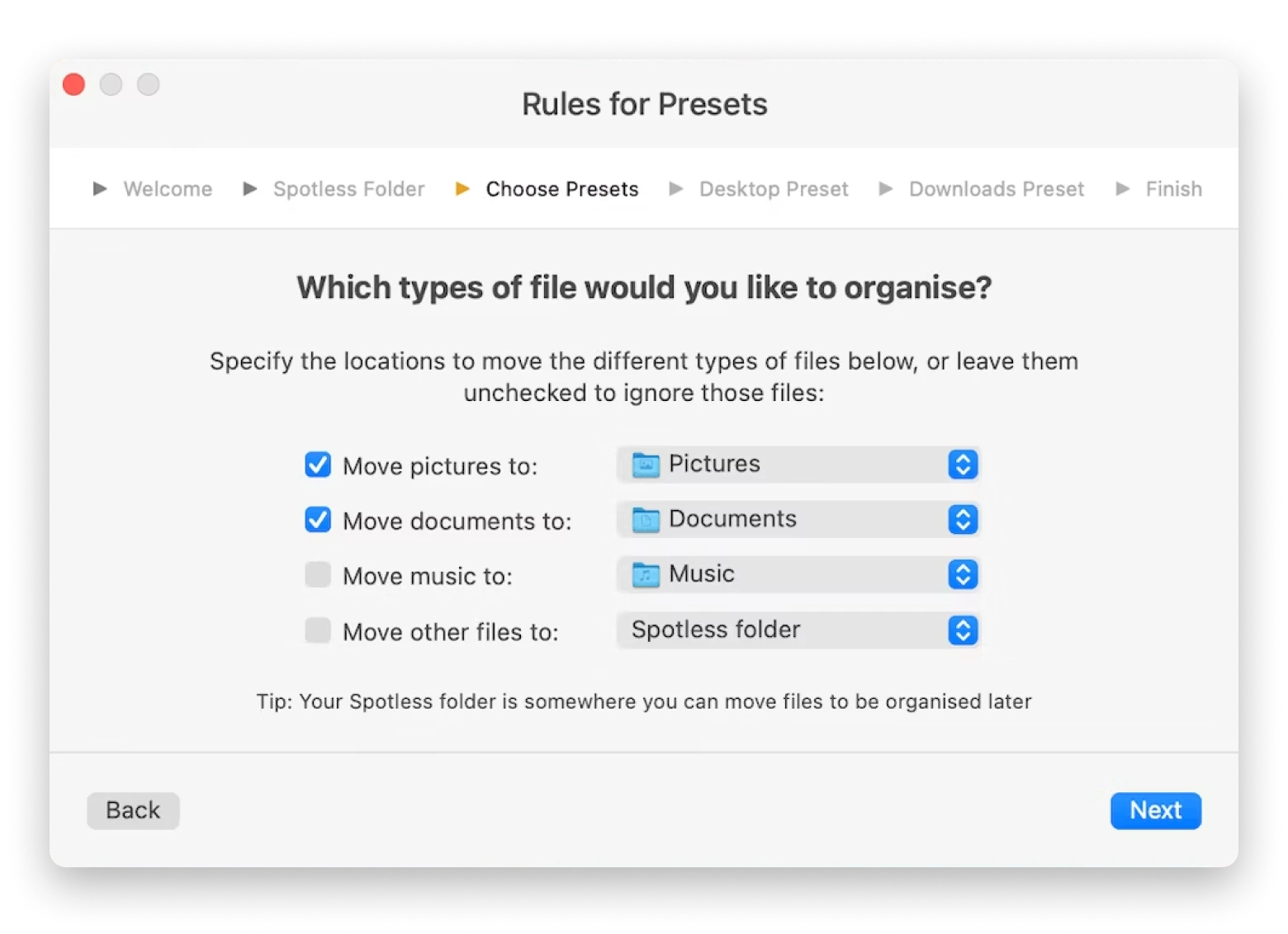 organize Mac desktop using Spotless