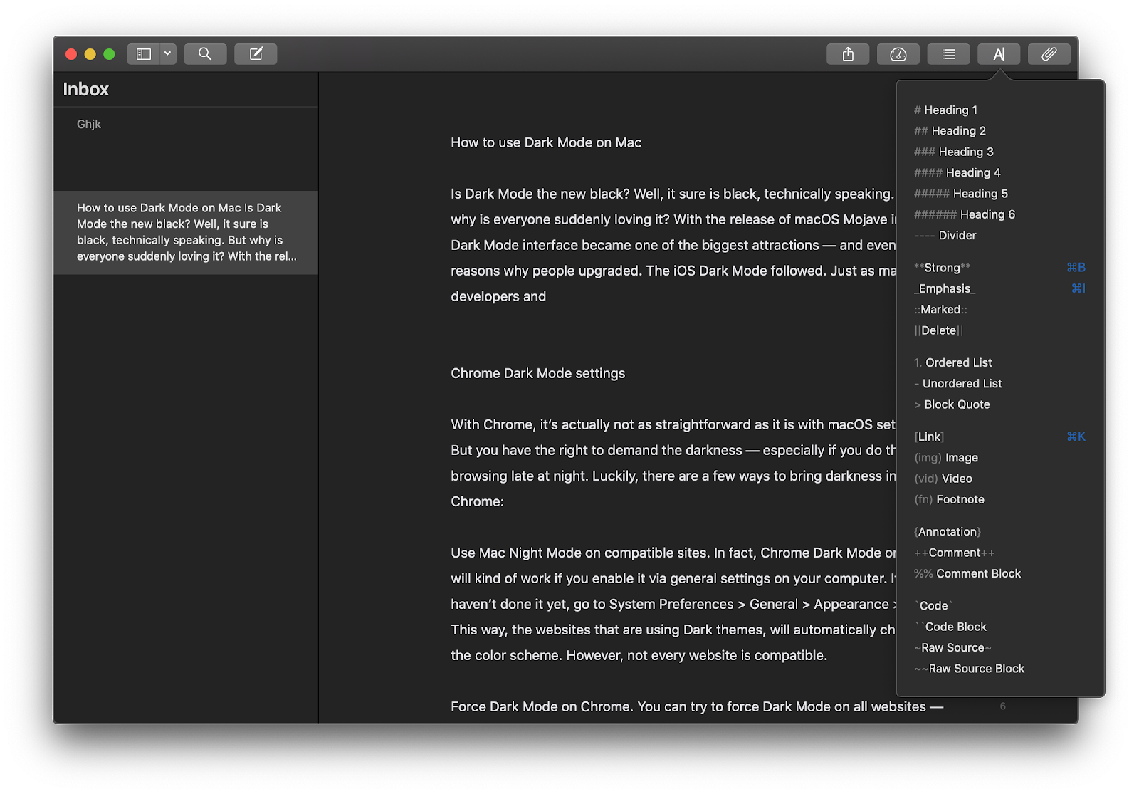 Pages dark mode