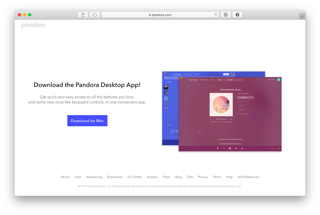 download pandora desktop app for mac
