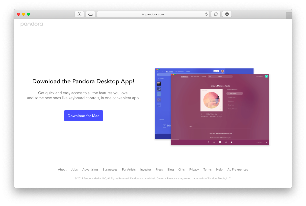 pandora app for mac