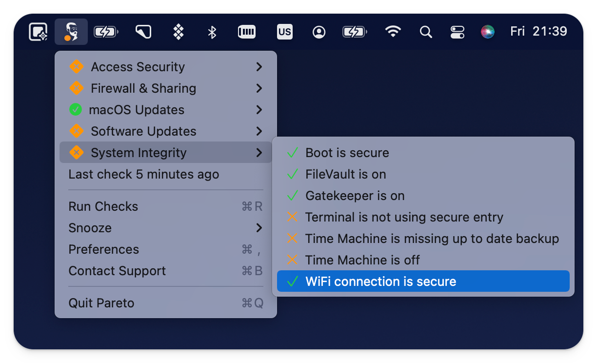 WiFi connection security check