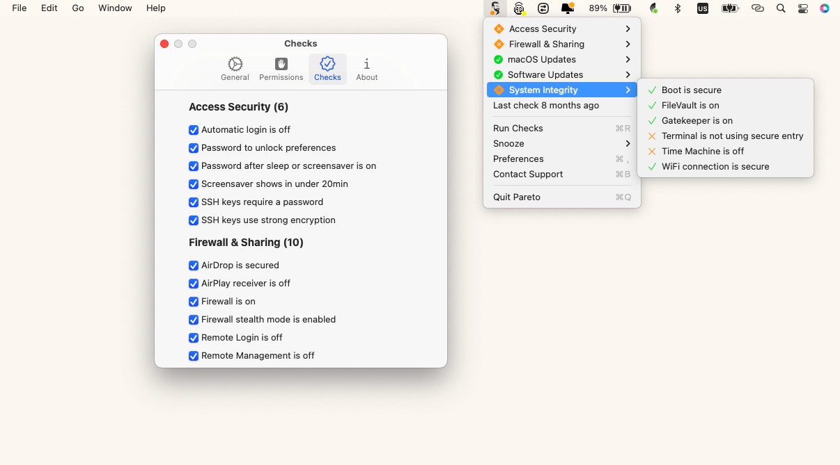 Pareto Security checks - Mac
