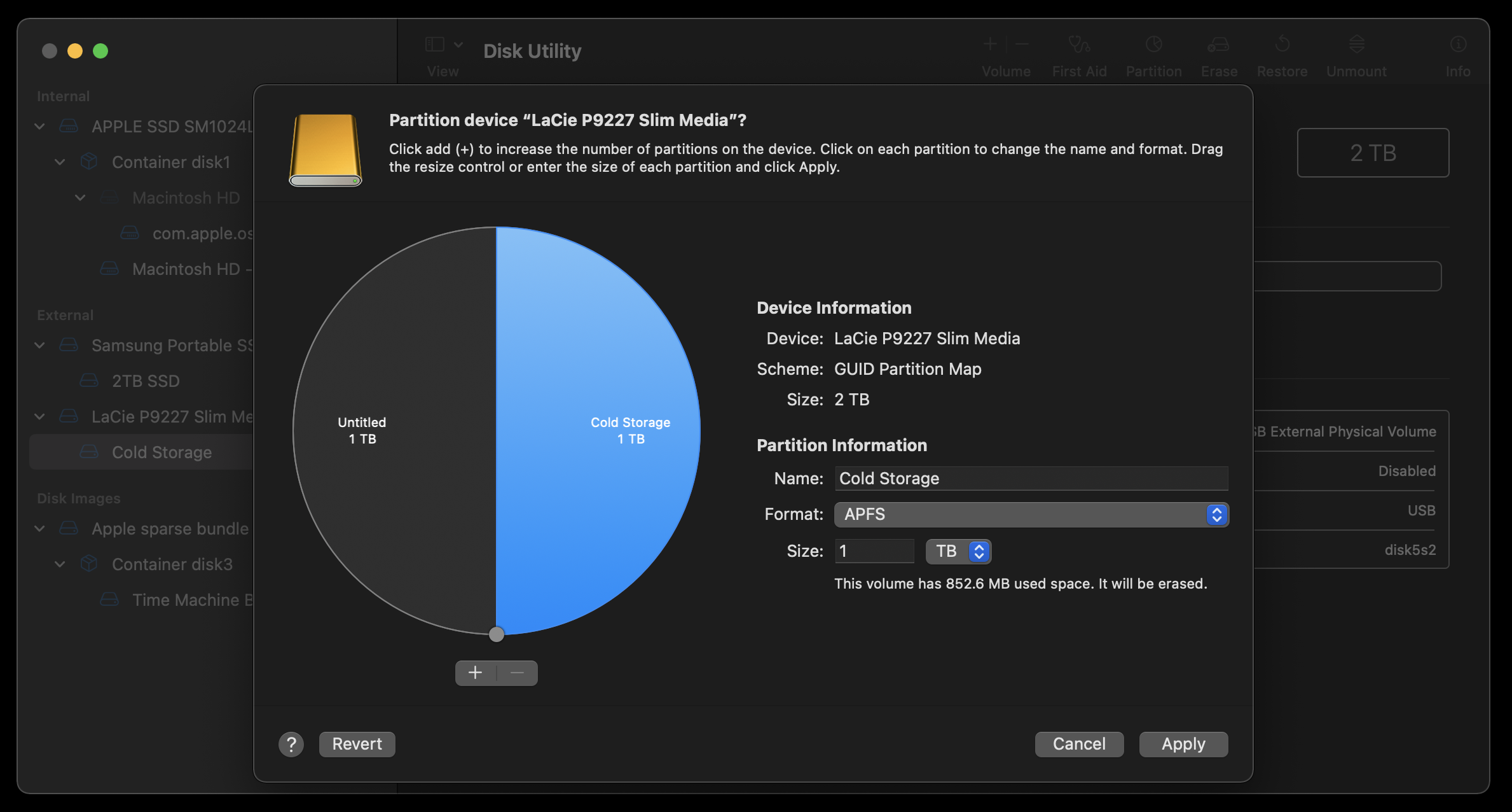 create partition external hard drive mac