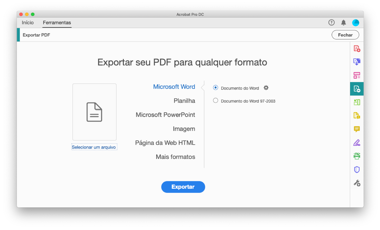Exporte a partir de um PDF com o Adobe Acrobat Pro