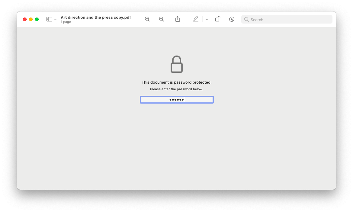 Password protected PDF