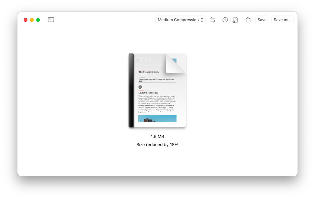 compress a pdf file on a mac for email