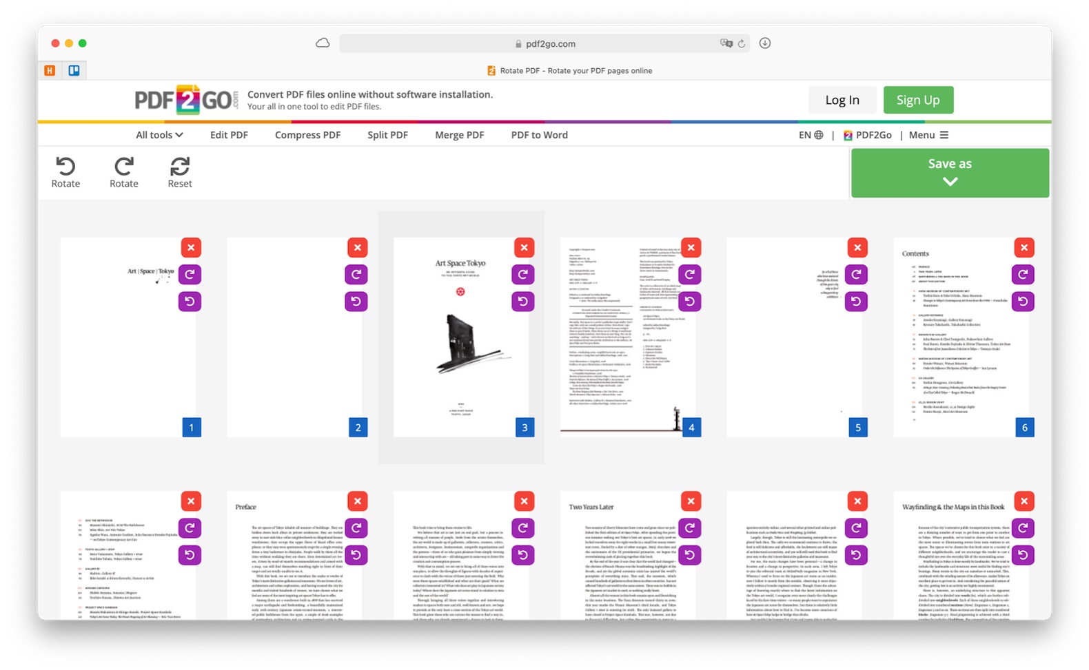 rotate pdf pages hotkey google docs