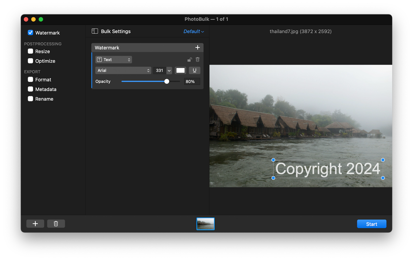 add text watermarks to pictures in PhotoBulk