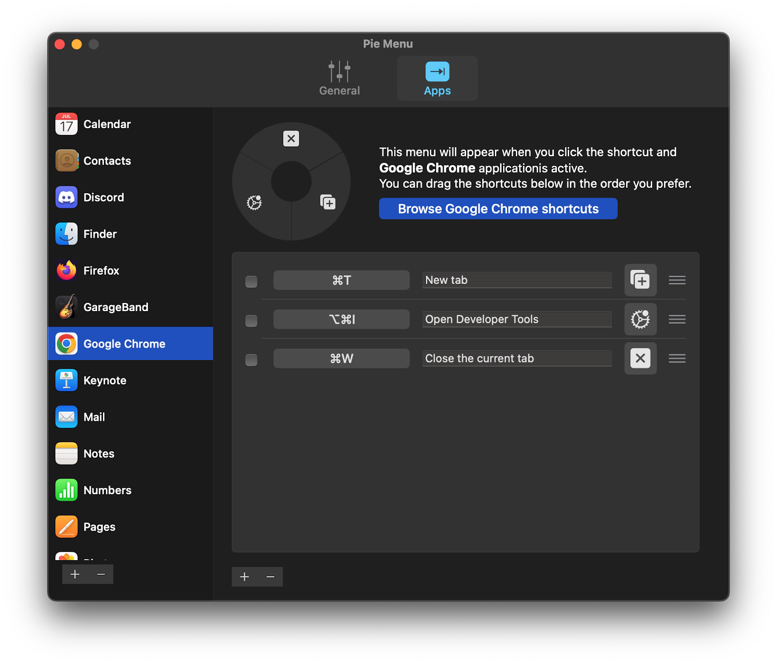 floating shortcuts by Pie Menu