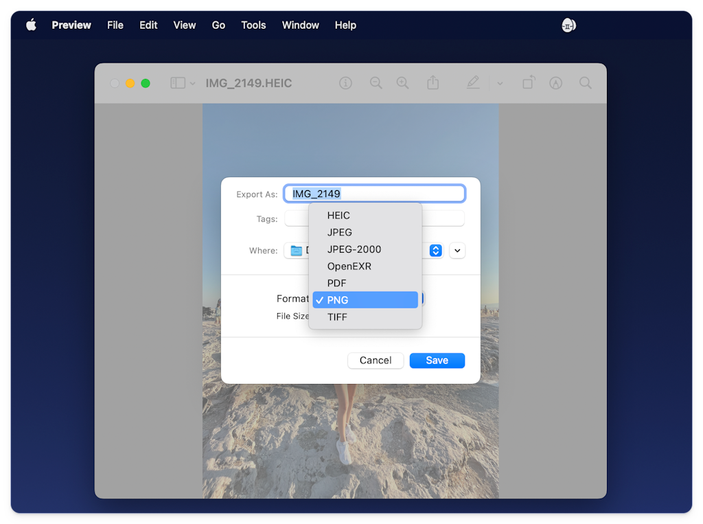 how to convert heic to png on mac
