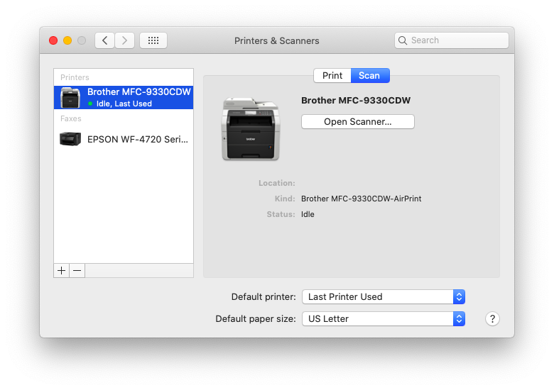 printers scanners system preferences Mac add