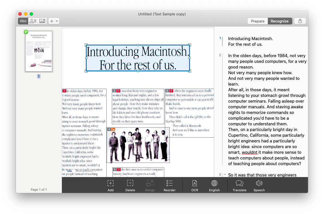 Prizmo Mac recognition text Prizmo Mac recognition text