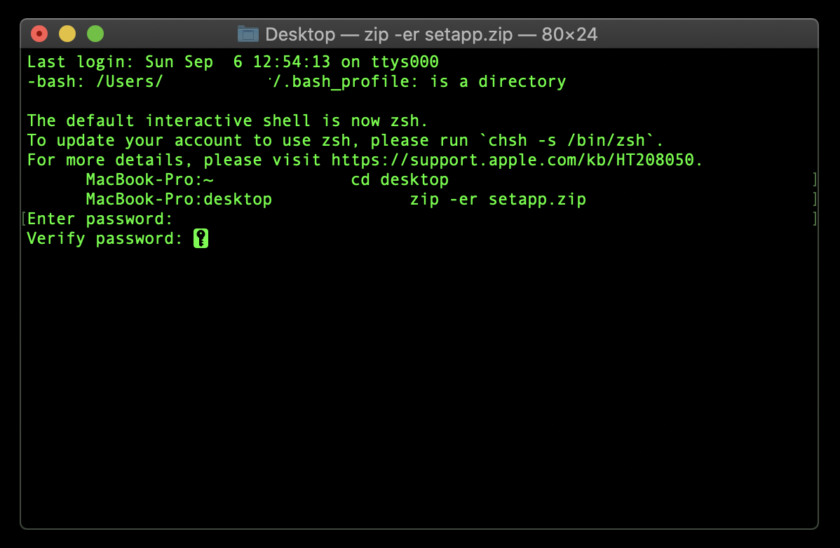 Archive mit Passwort schützen über Terminal