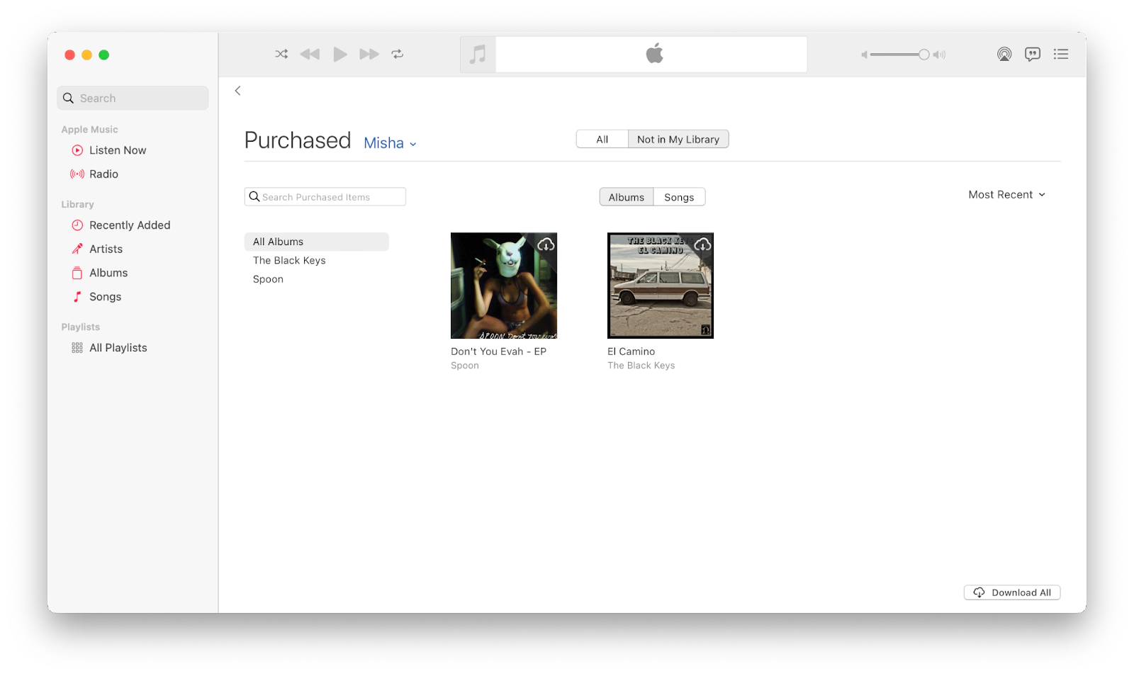 Find purchased music in Music on Mac