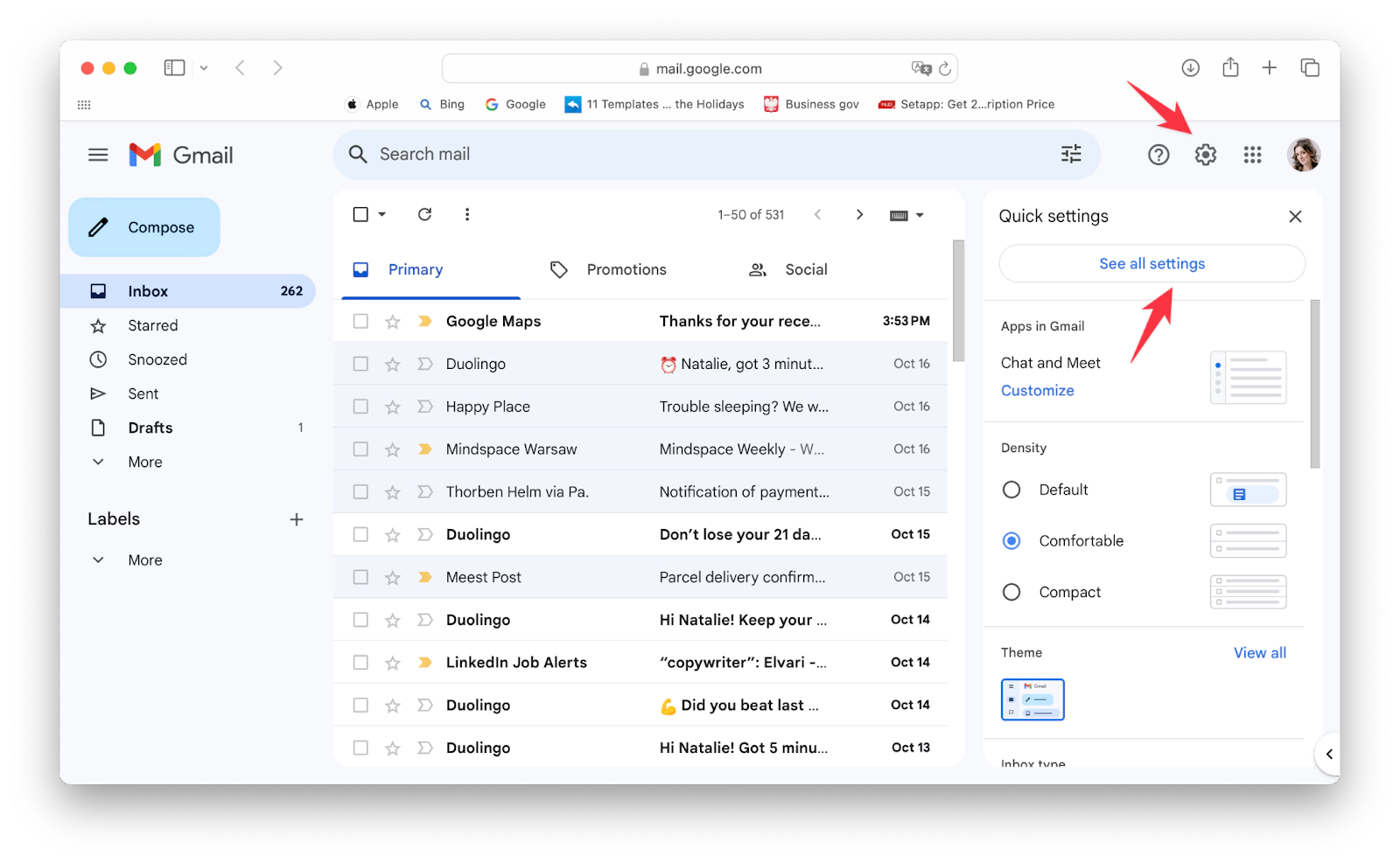 Gmail all settings