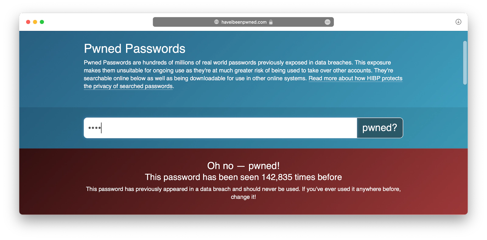 check if passwords pwned 