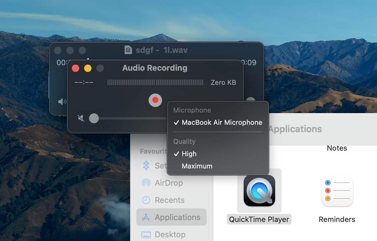 quick time audio recording mac