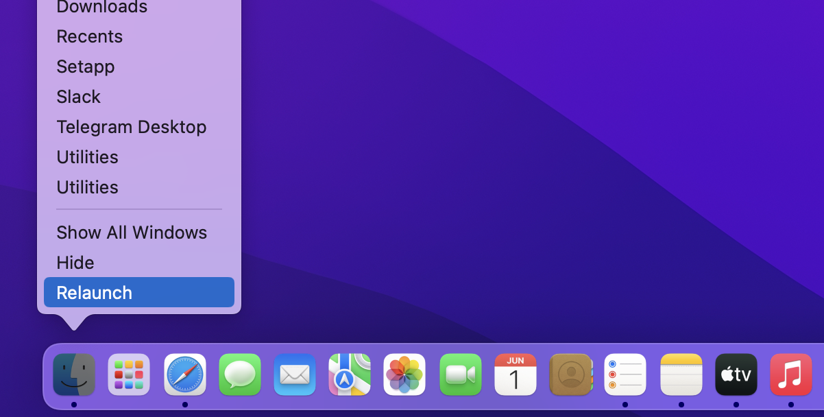 Relaunch Finder from the Dock