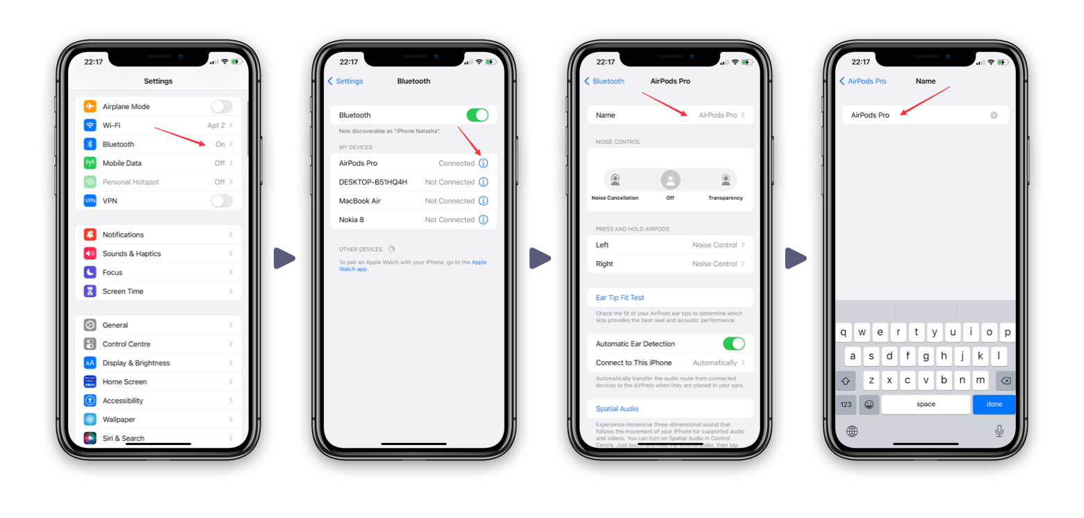 rename AirPods on iPhone