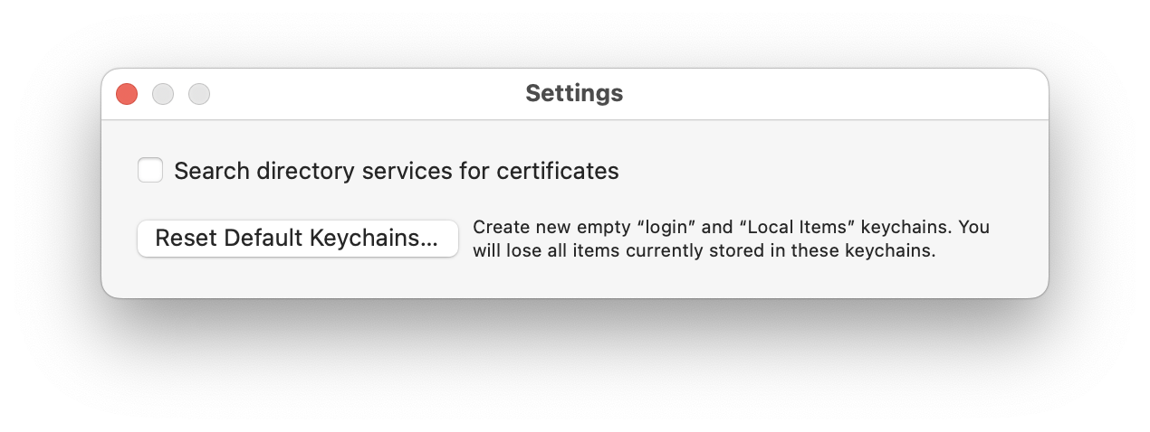 reset default keychains mac