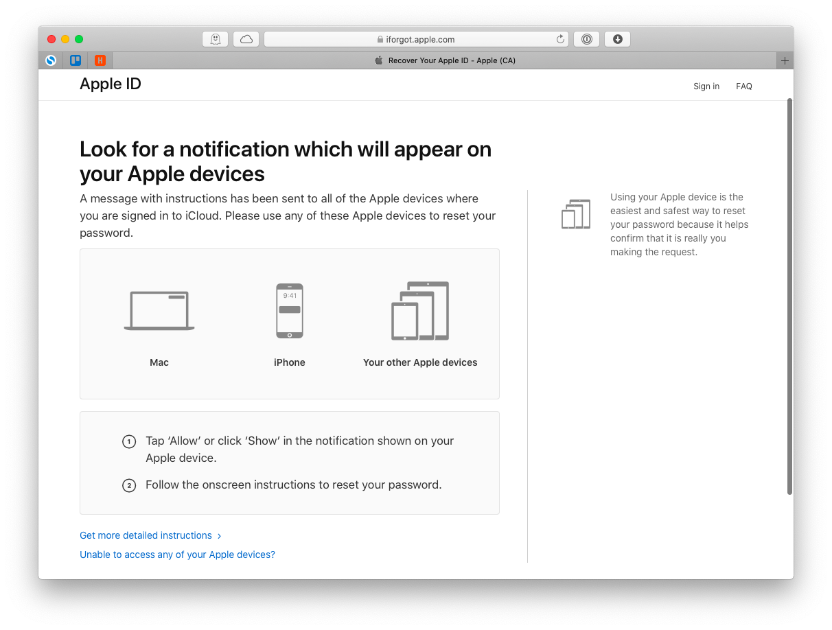 réinitialiser le mot de passe Appareil Apple de confiance Mac
