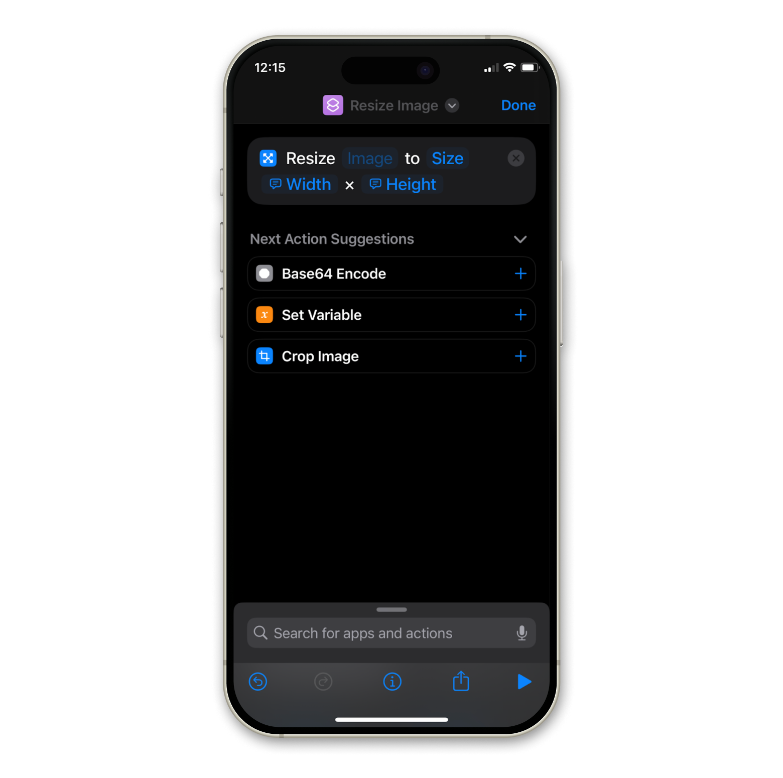 resize image dimensions shortcuts app