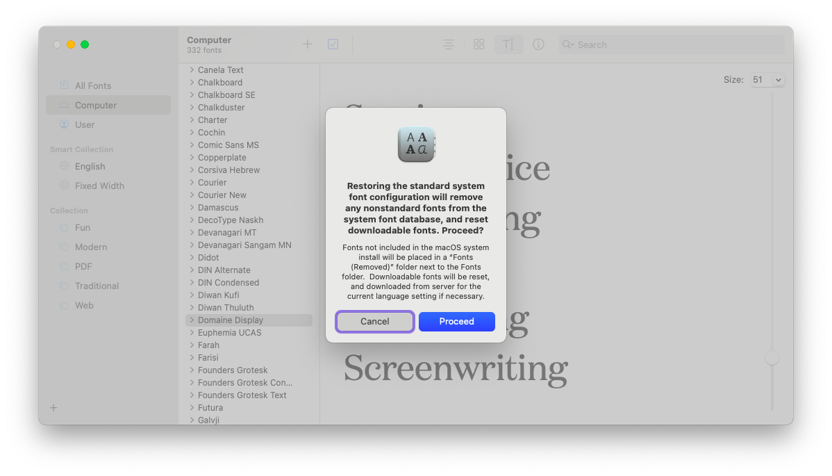 standard fonts on mac
