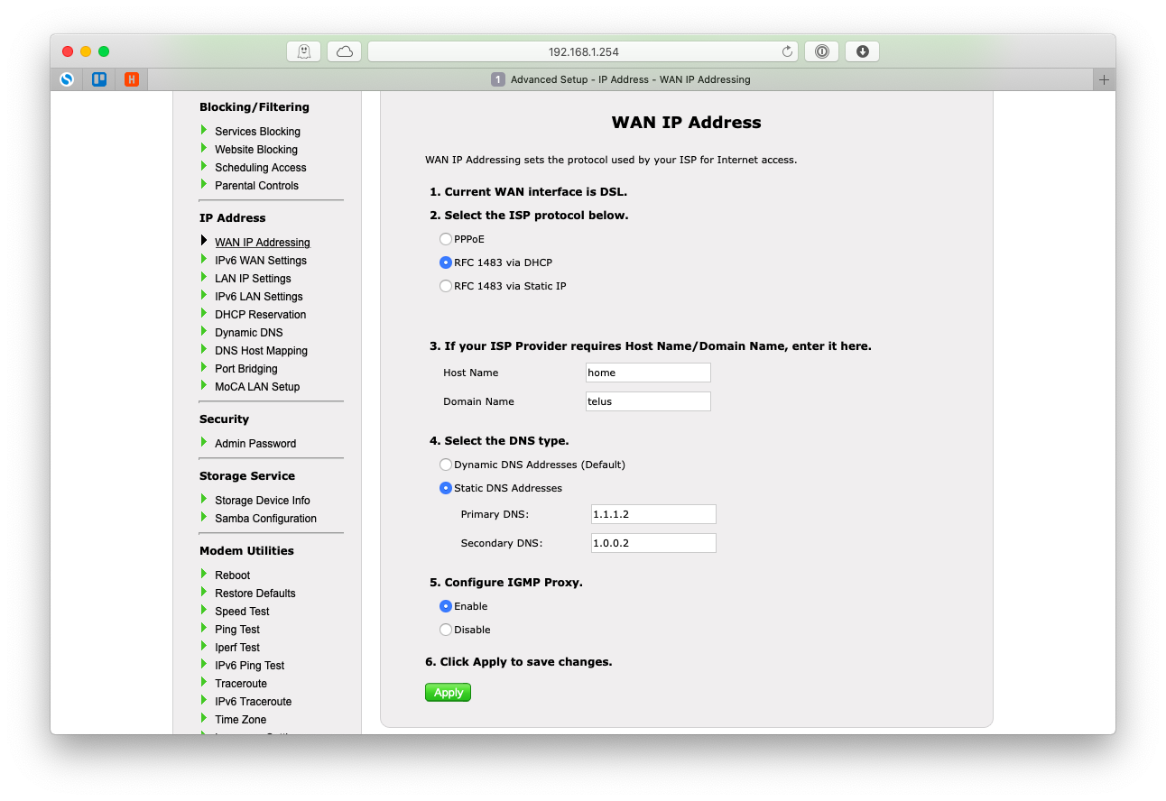 router DNS change server Mac