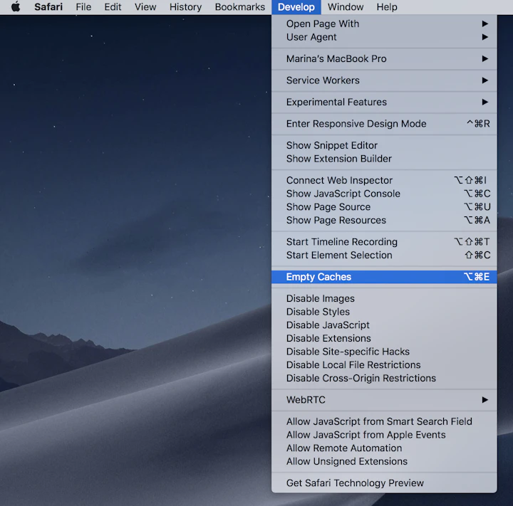 How to clear cache on a Mac