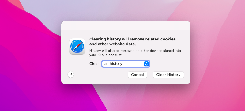 unable to clear safari history