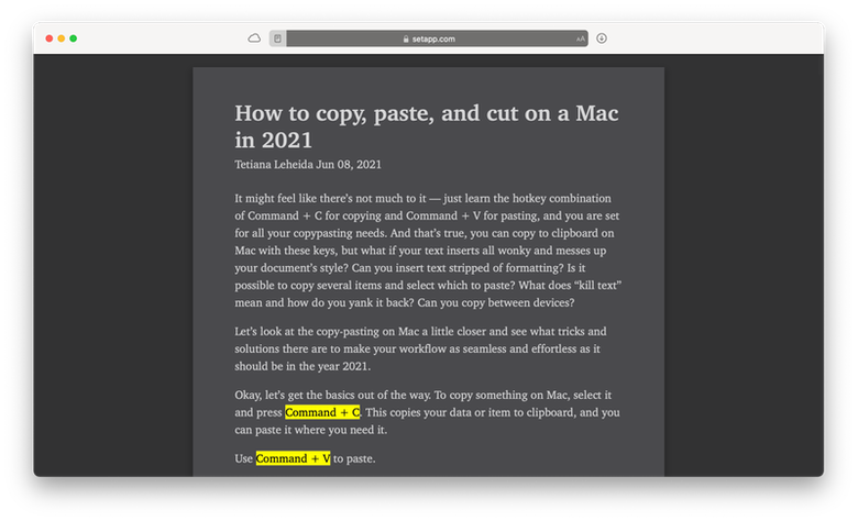 Safari's Reader mode