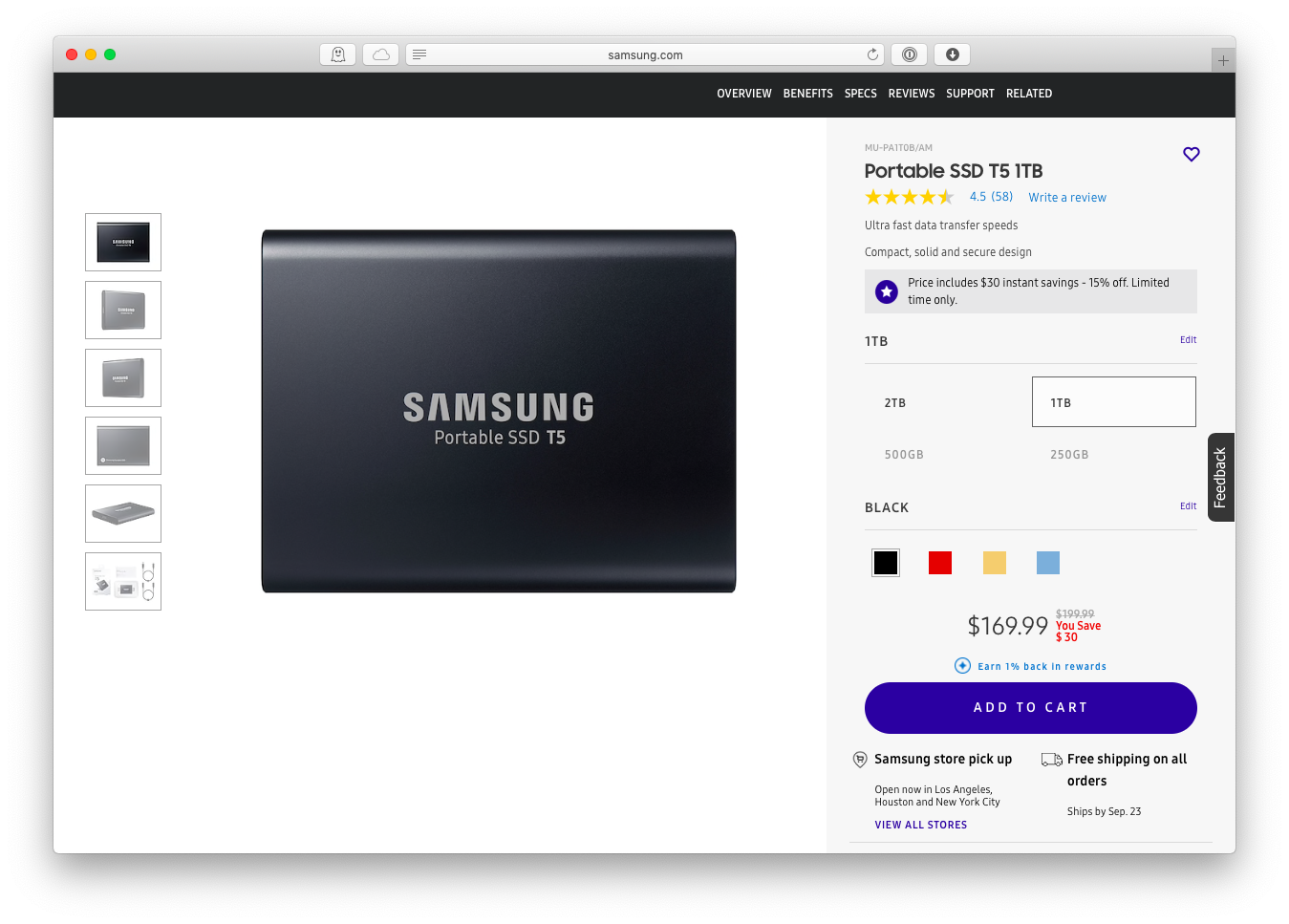 Samsung SSD T5 1TB mac
