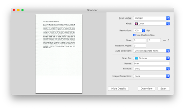 scanners default Mac software scan