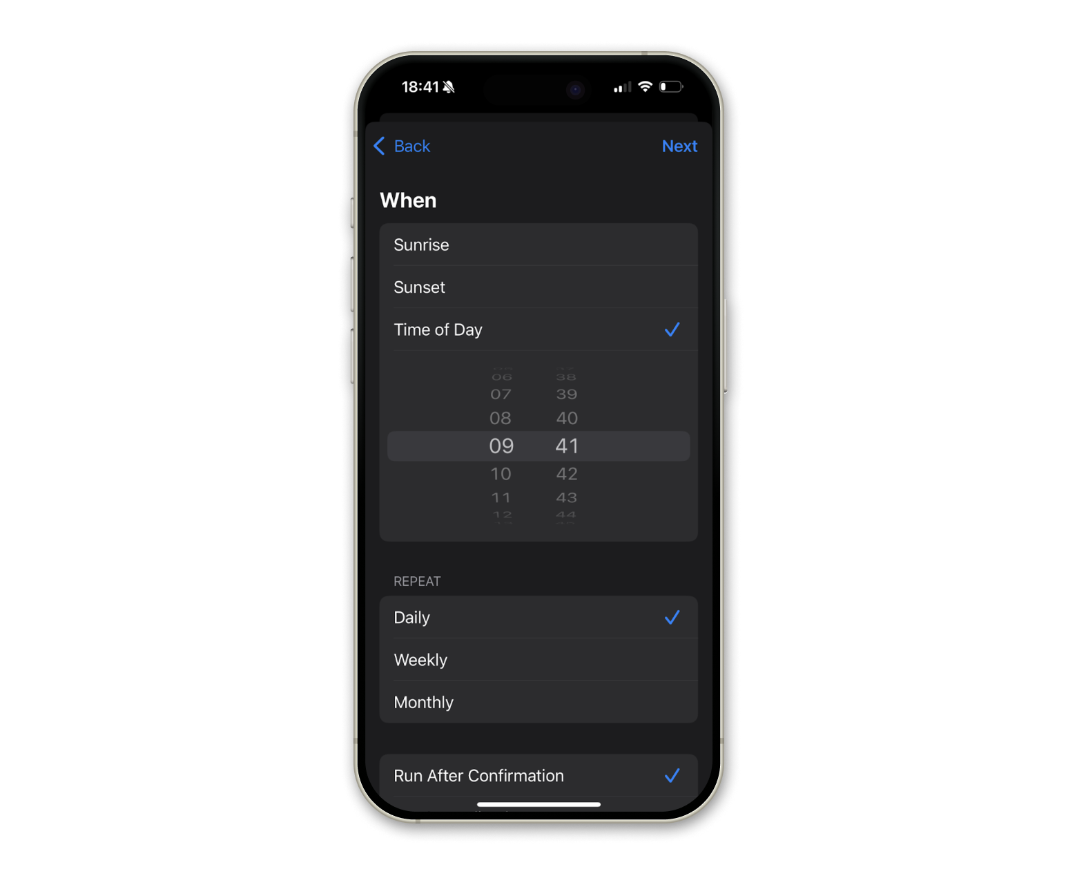 scheduling settings automation ios