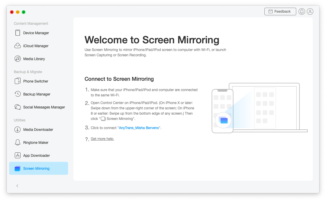 screen mirror AnyTrans Capto Mac