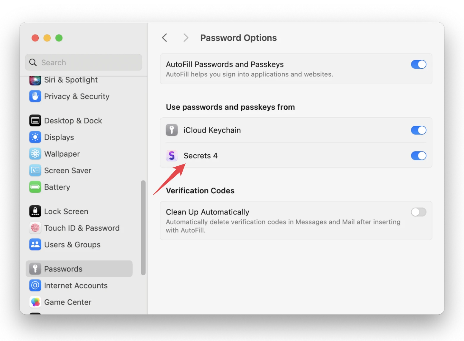 AutoFill Passwords and Passkeys from Secrets 4