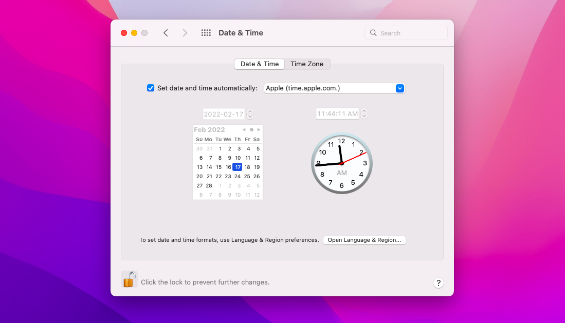 set date time automatically Mac