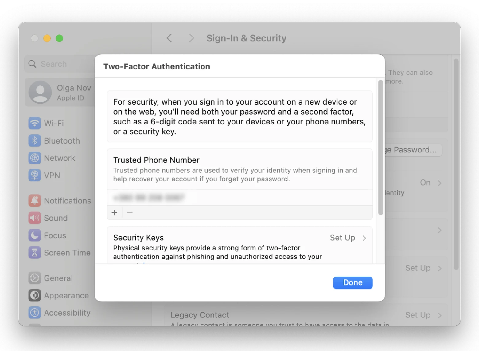 setting Two-Factor Authentication in System Settings