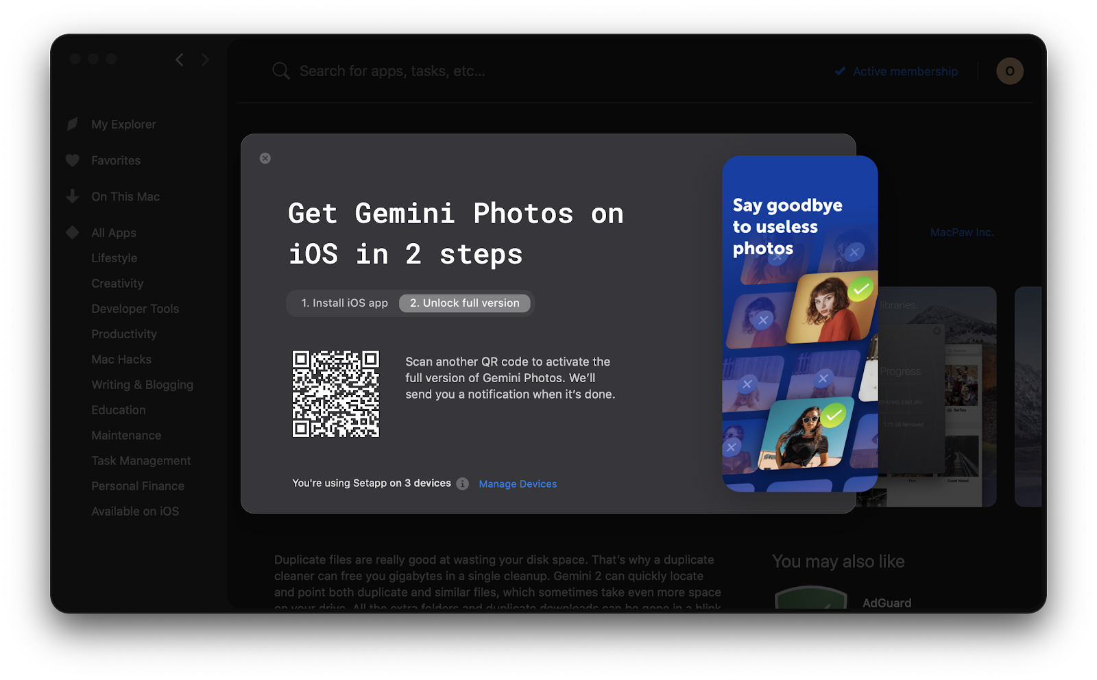 Setapp for iOS Gemini