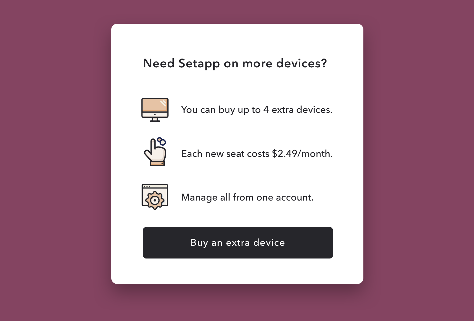 Setapp add more devices