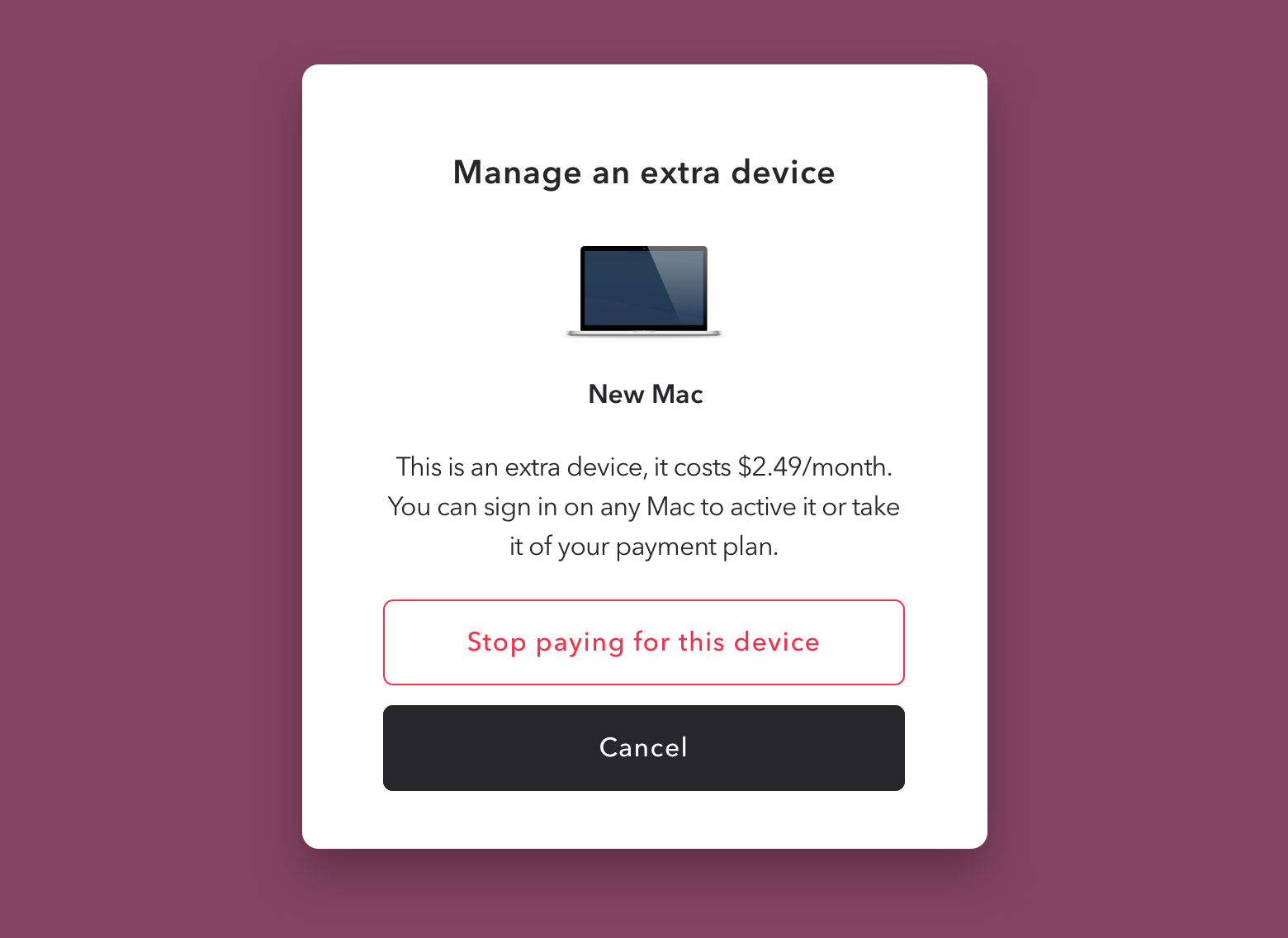 manage extra device Mac