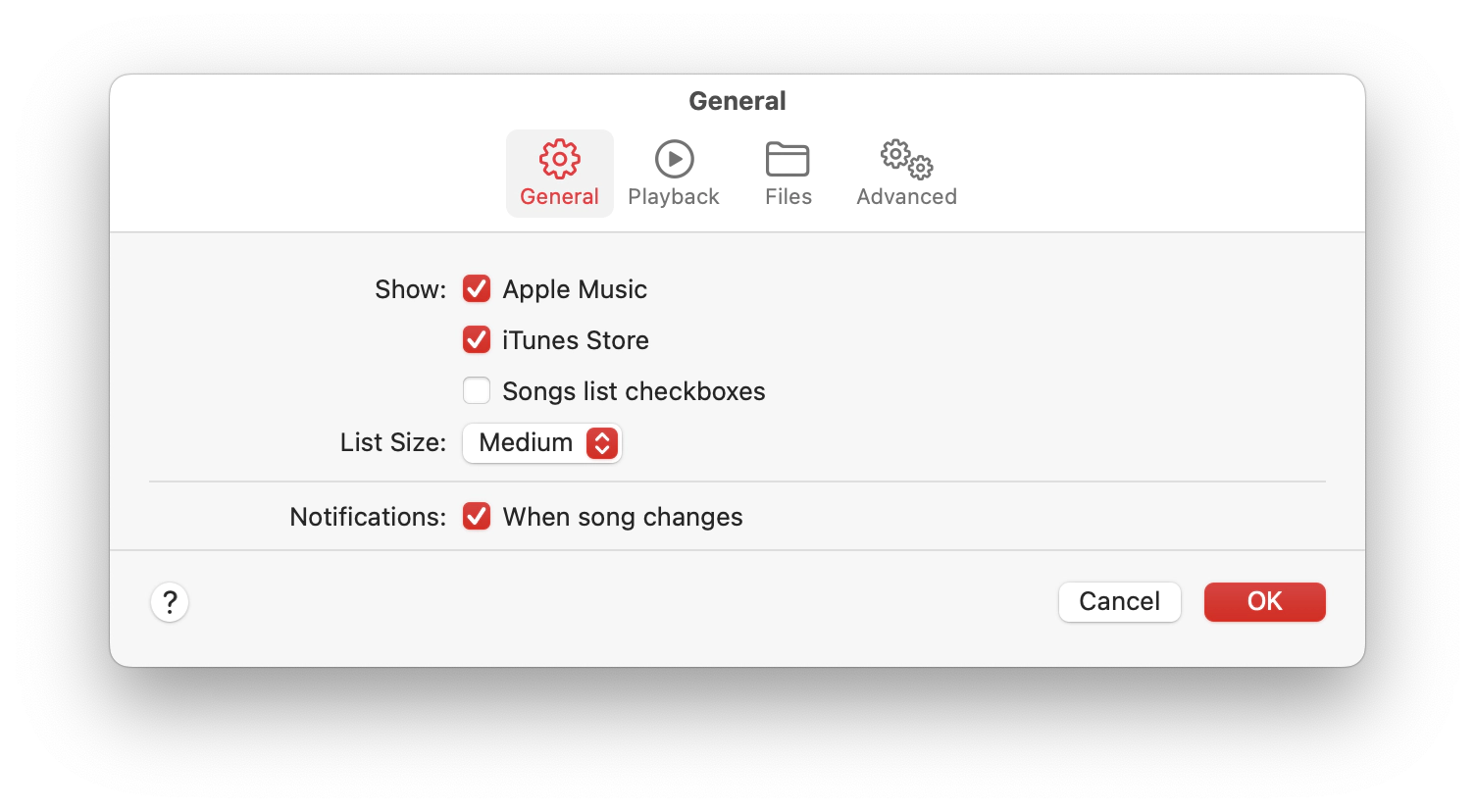 Apple Music sync settings