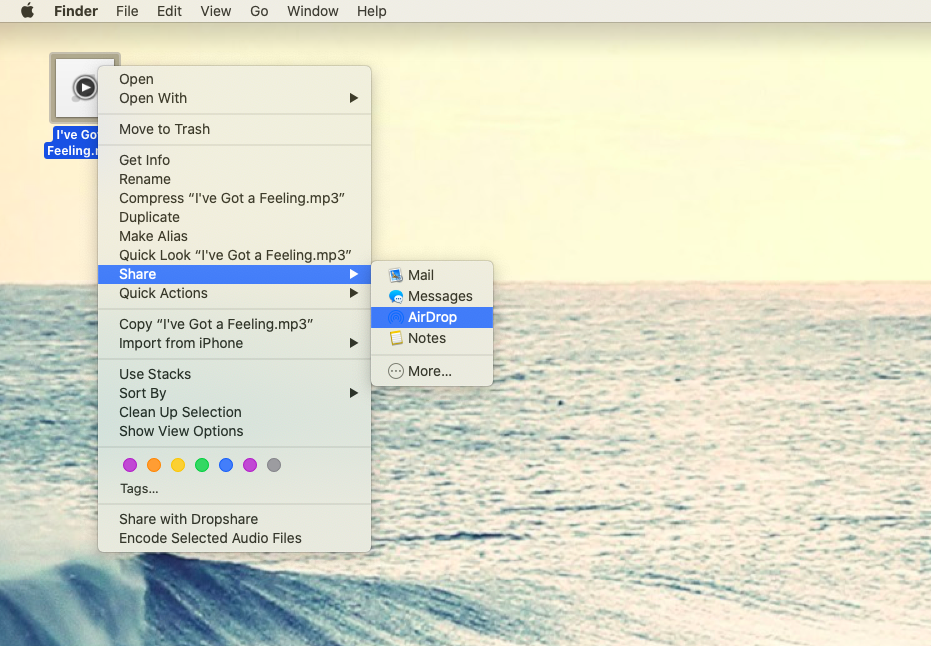 airdrop mac to iphone mp3