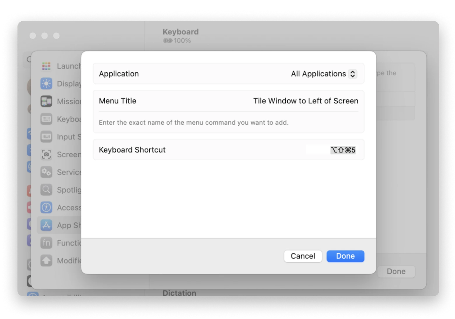 shortcut for split screen on mac