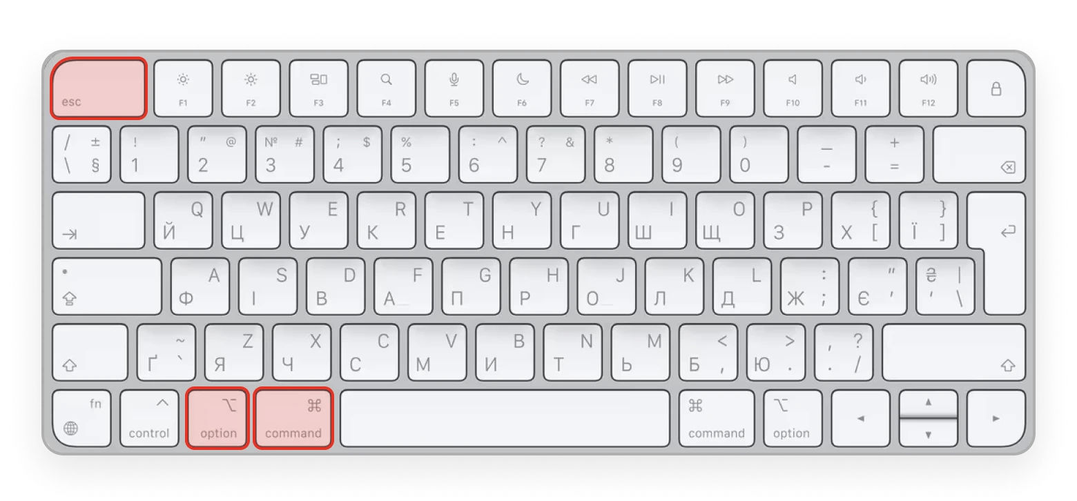 shortcut keys for force quit