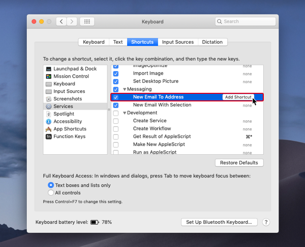 Customize function key shortcuts with preset actions