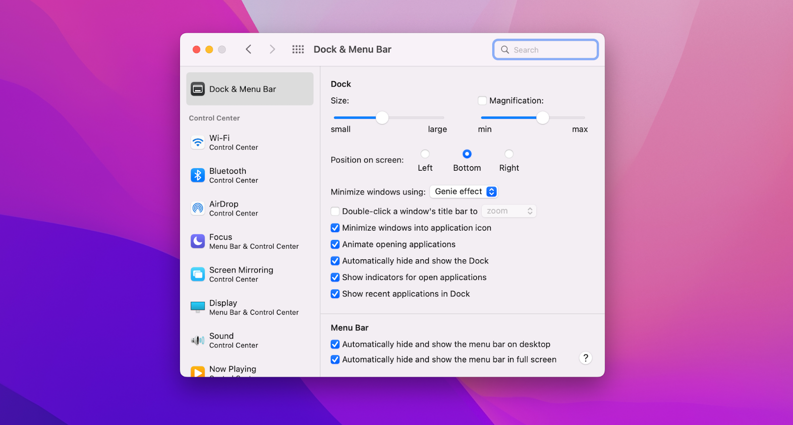 Show recent applications in Dock