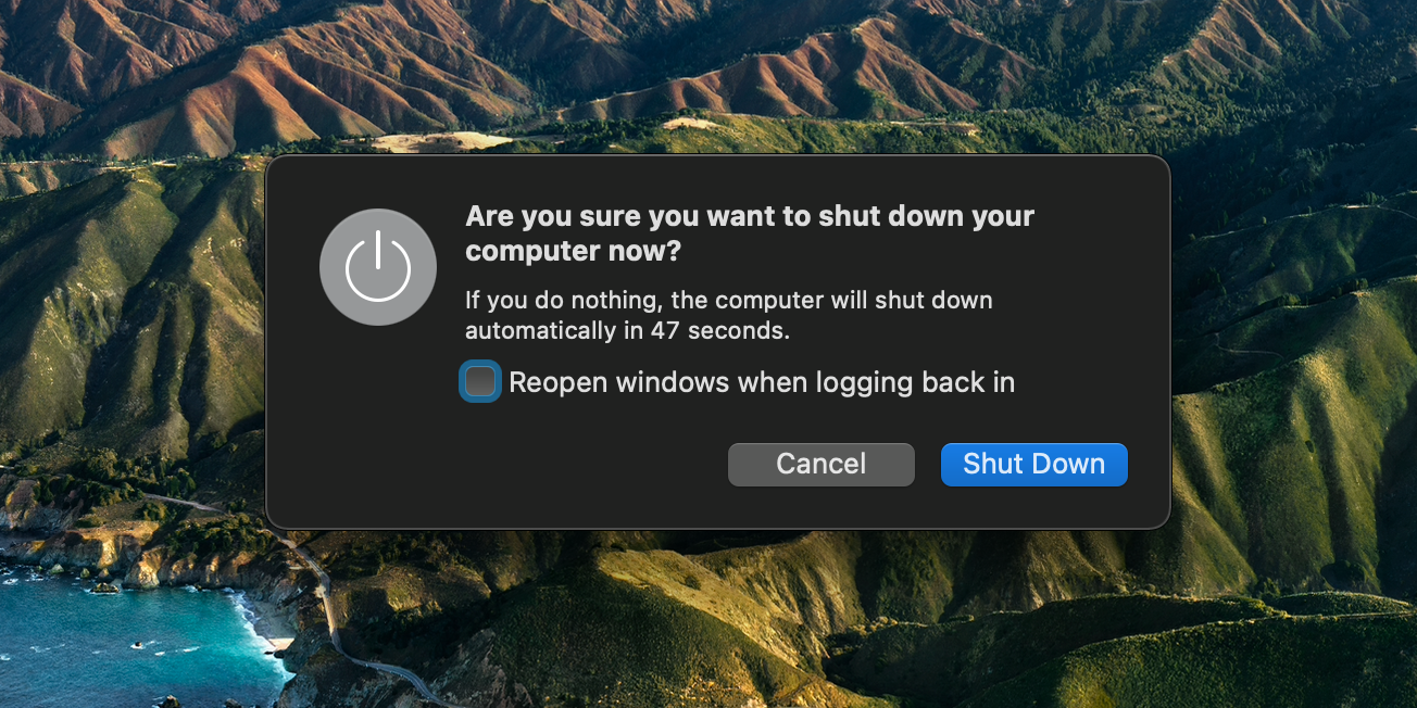 mac shutdown stuck
