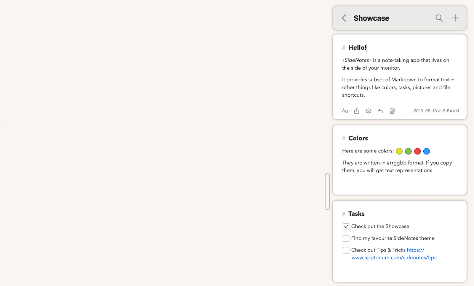 sidenotes interface